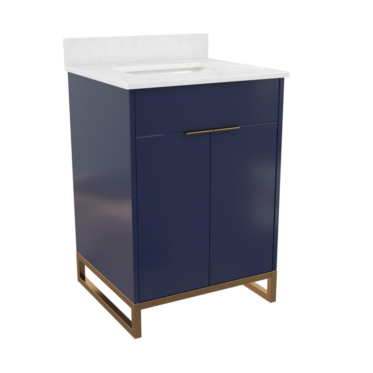 Navy Blue and Gold 24" Freestanding Bathroom Vanity