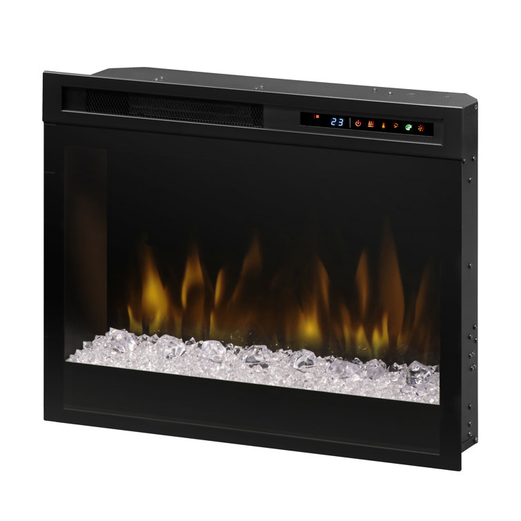 Black Glass Electric Fireplace Insert with Acrylic Ember Bed