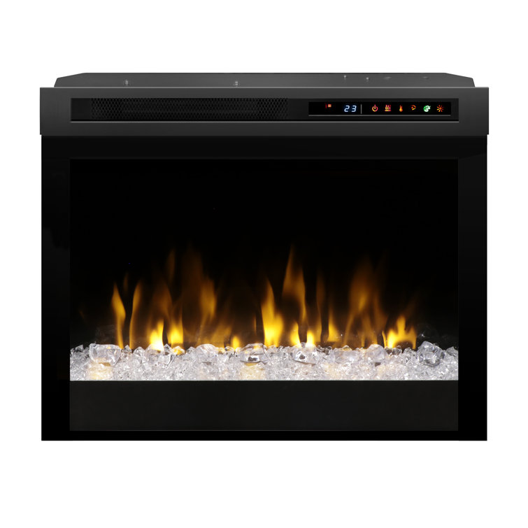 Black Glass Electric Fireplace Insert with Acrylic Ember Bed