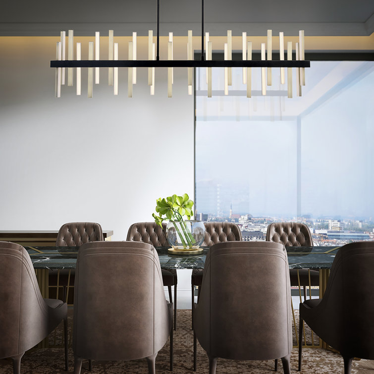 Harmonix Black Aged Brass LED Linear Chandelier