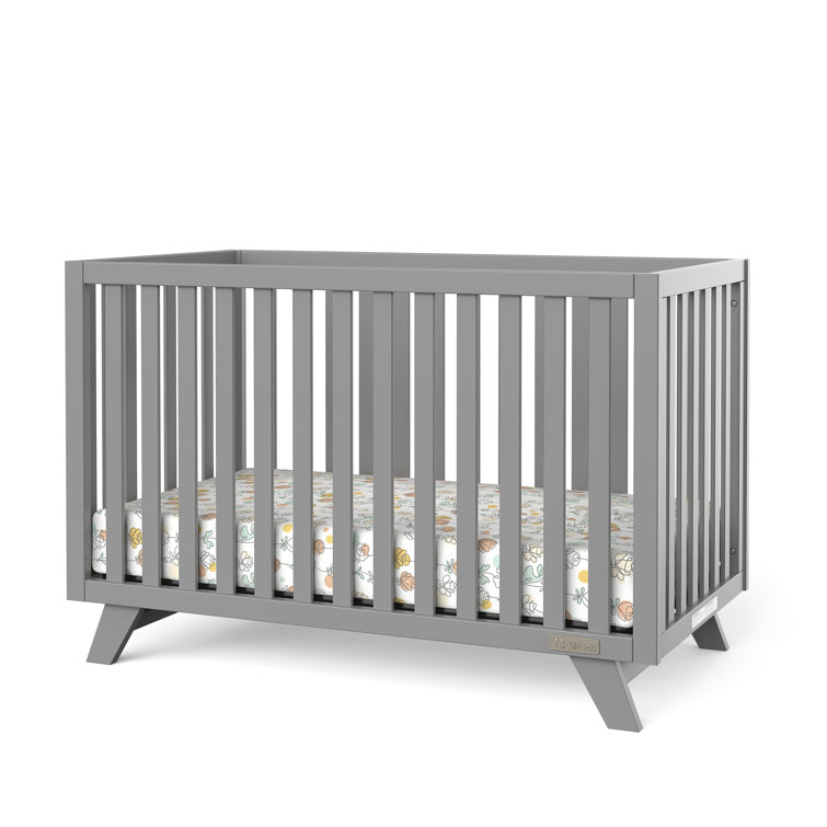 Gray Painted Wooden 4-in-1 Convertible Crib with Adjustable Mattress