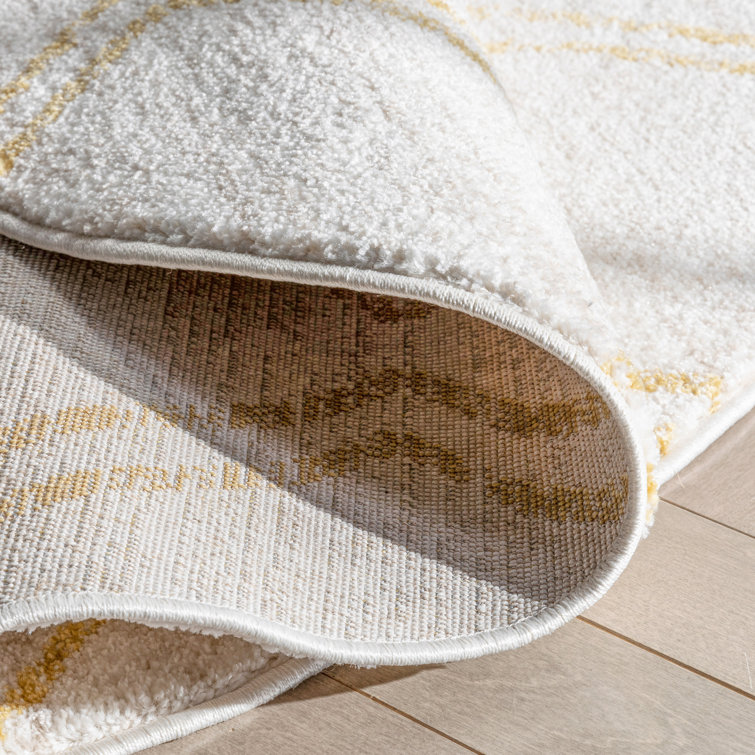 Kennedy Ivory and Yellow Round Synthetic Kids Rug