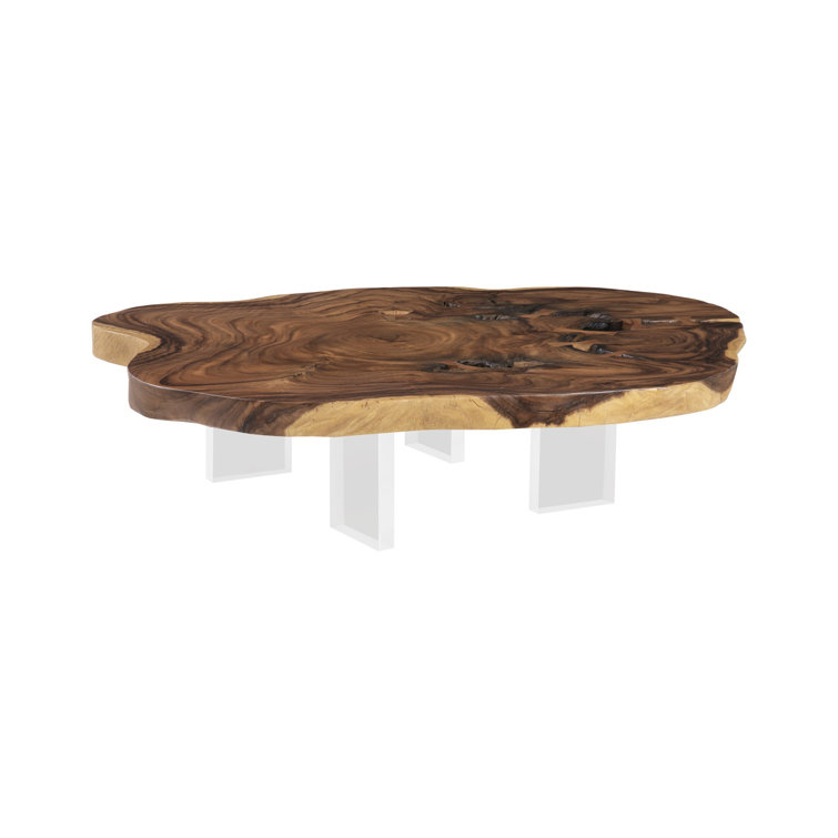 Levitate Natural Wood & Acrylic Oval Coffee Table