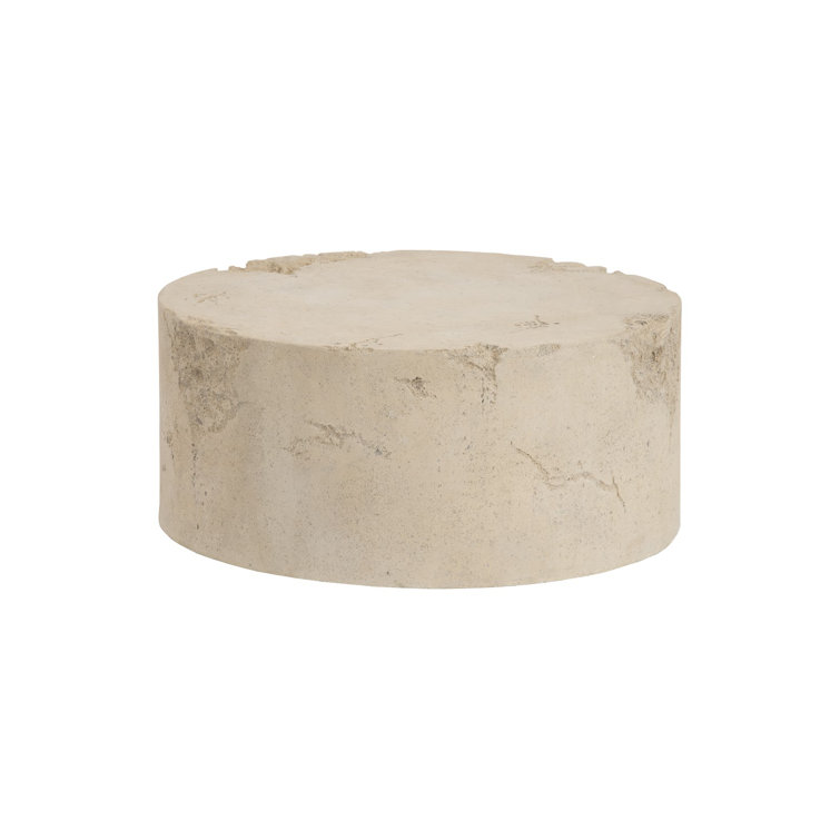 39" Beige Round Roman Stone Outdoor Coffee Table