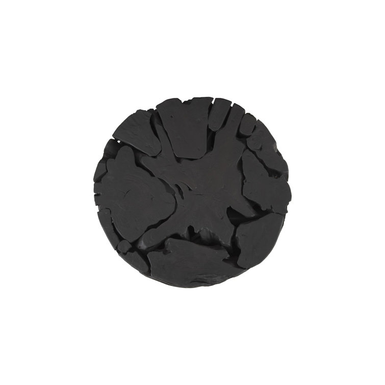 Black Teak Round Contemporary Coffee Table