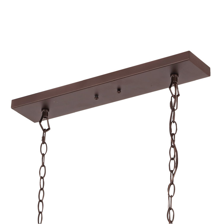 Transitional Geometric Bronze 6-Candle Pendant Light