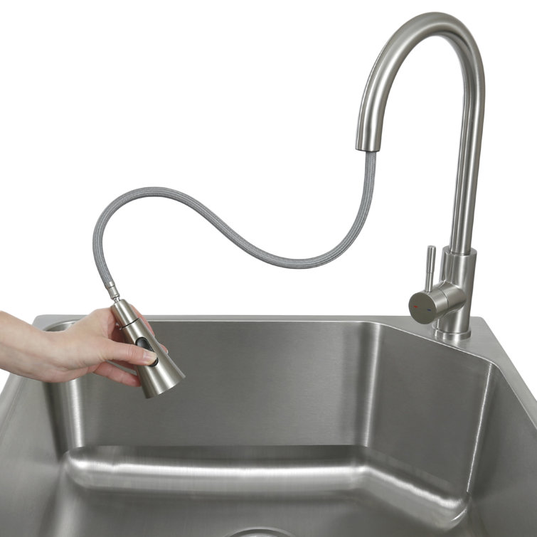 Stainless Steel Utility Sink with White Storage Cabinet