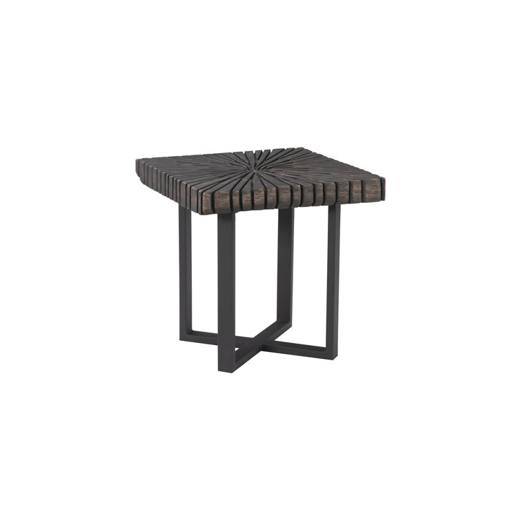 Burnt Black 22" Square Industrial Chic Chainsaw Side Table with Iron Base