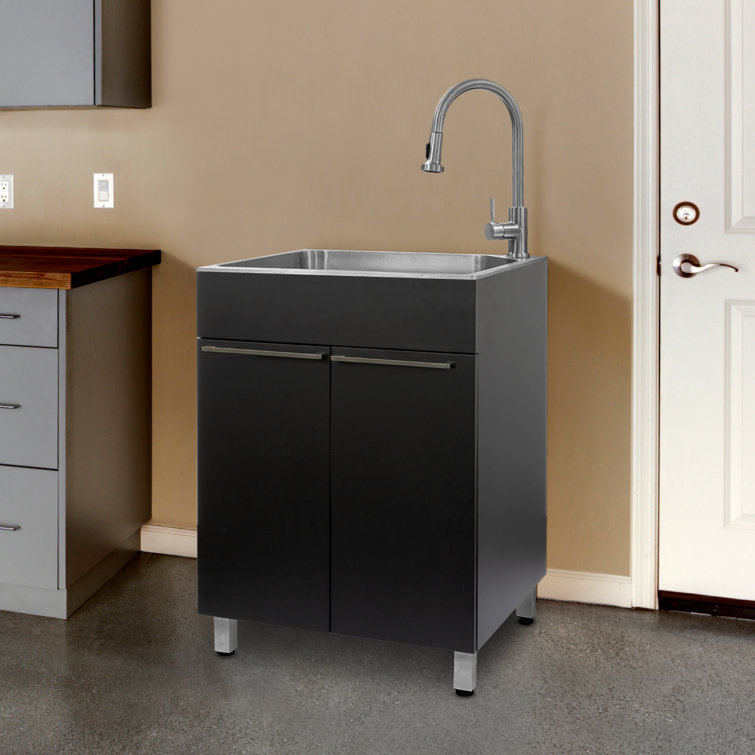 Black Stainless Steel Freestanding Laundry Sink with Faucet