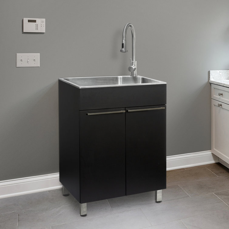 Black Stainless Steel Freestanding Laundry Sink with Faucet