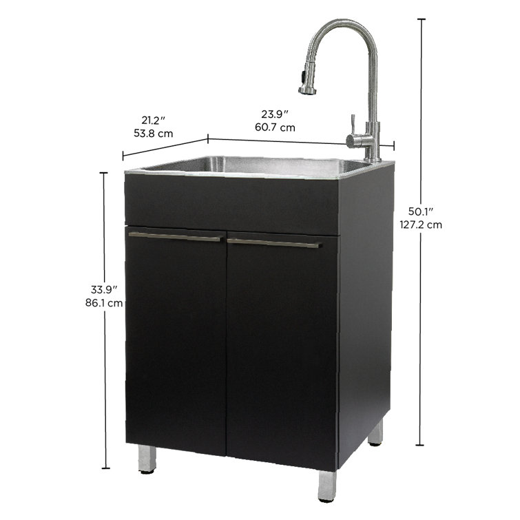 Black Stainless Steel Freestanding Laundry Sink with Faucet