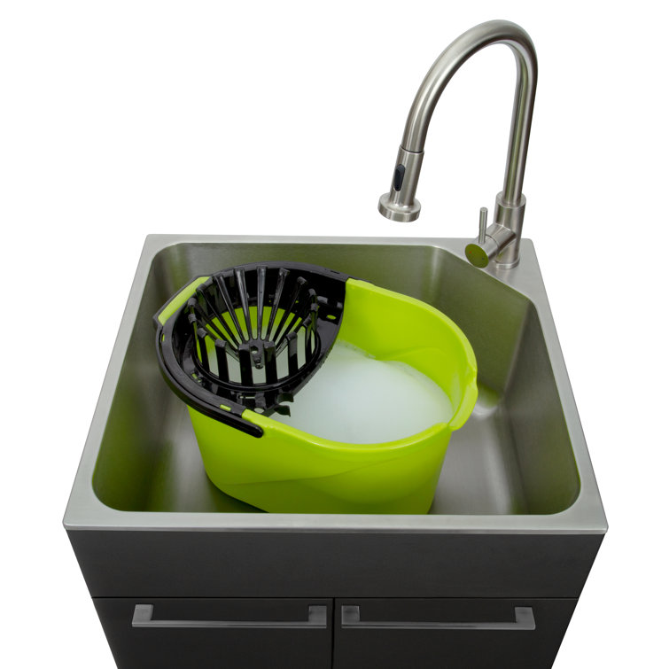 Black Stainless Steel Freestanding Laundry Sink with Faucet