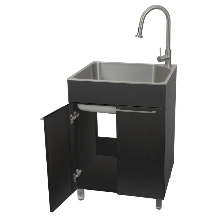 Black Stainless Steel Freestanding Laundry Sink with Faucet
