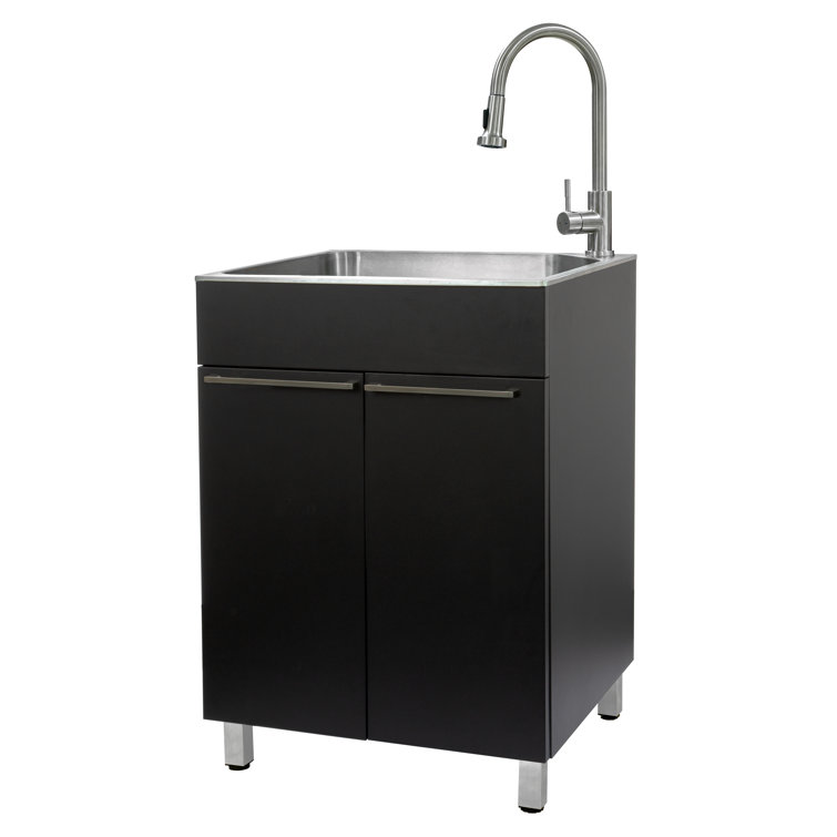 Black Stainless Steel Freestanding Laundry Sink with Faucet