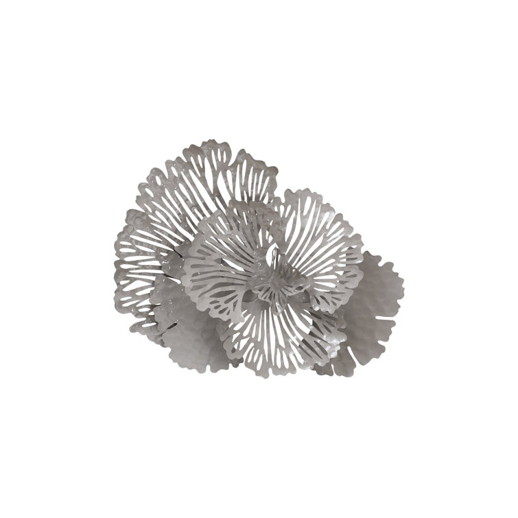 Small Gray Metal Flower Wall Sculpture