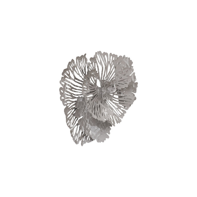 Small Gray Metal Flower Wall Sculpture