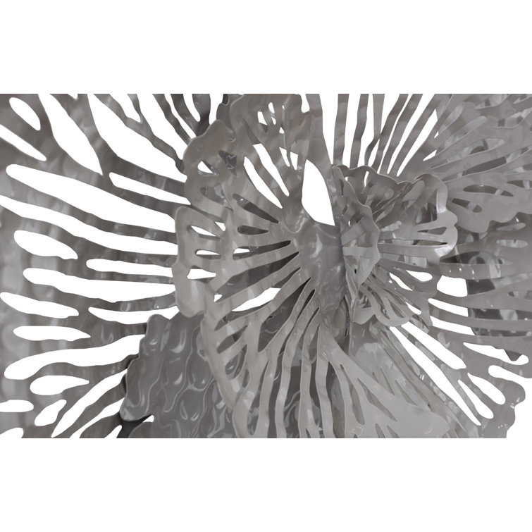 Small Gray Metal Flower Wall Sculpture