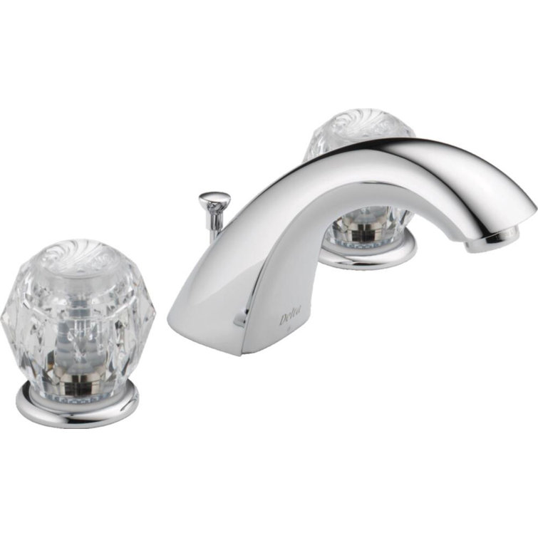 Sleek Modern Widespread Chrome Bathroom Faucet with Dual Acrylic Knobs