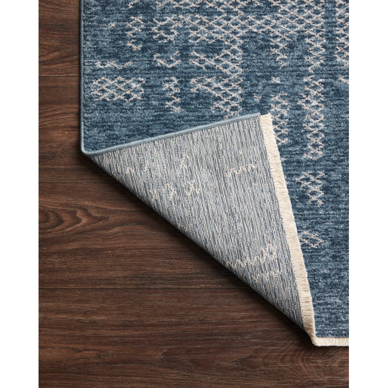 Denim and Dove Rectangular Stain-Resistant Viscose Rug