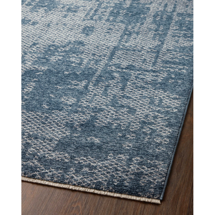 Denim and Dove Rectangular Stain-Resistant Viscose Rug
