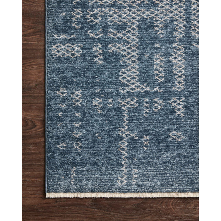 Denim and Dove Rectangular Stain-Resistant Viscose Rug