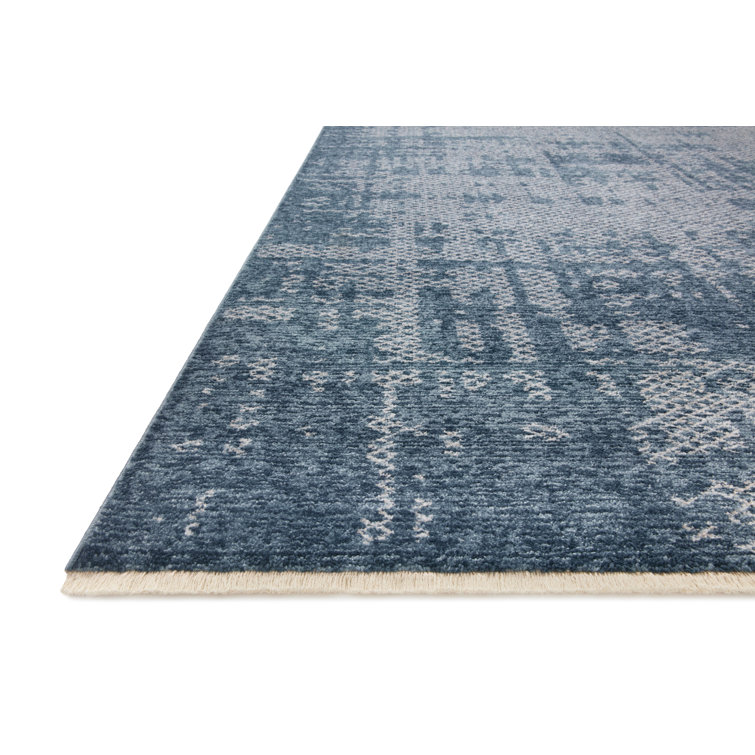 Denim and Dove Rectangular Stain-Resistant Viscose Rug