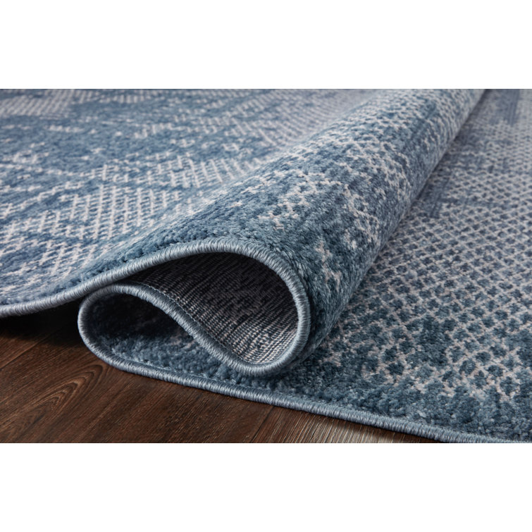 Denim and Dove Rectangular Stain-Resistant Viscose Rug