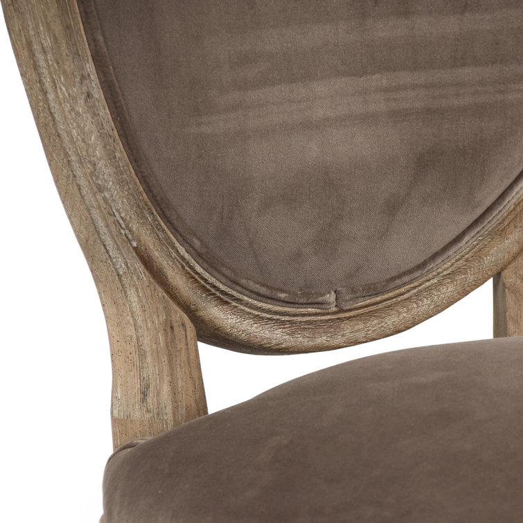 Elegant Medallion Brown Velvet & Solid Wood Side Chair