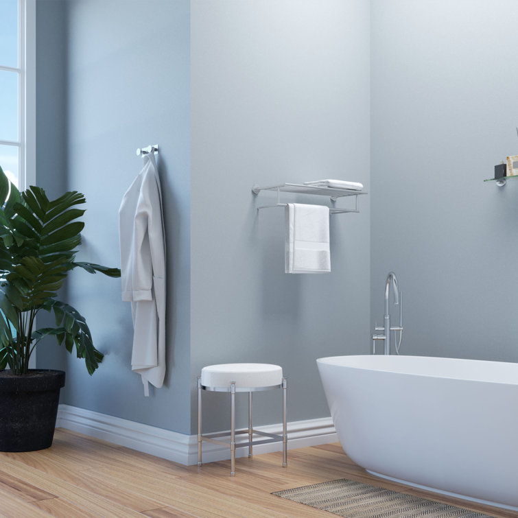 Polished Chrome 24" Wall Mounted Towel Rack with Bar