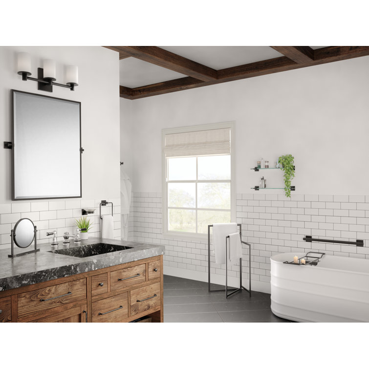 Elevate 20'' Matte Black Hand Polished Glass Wall Shelf