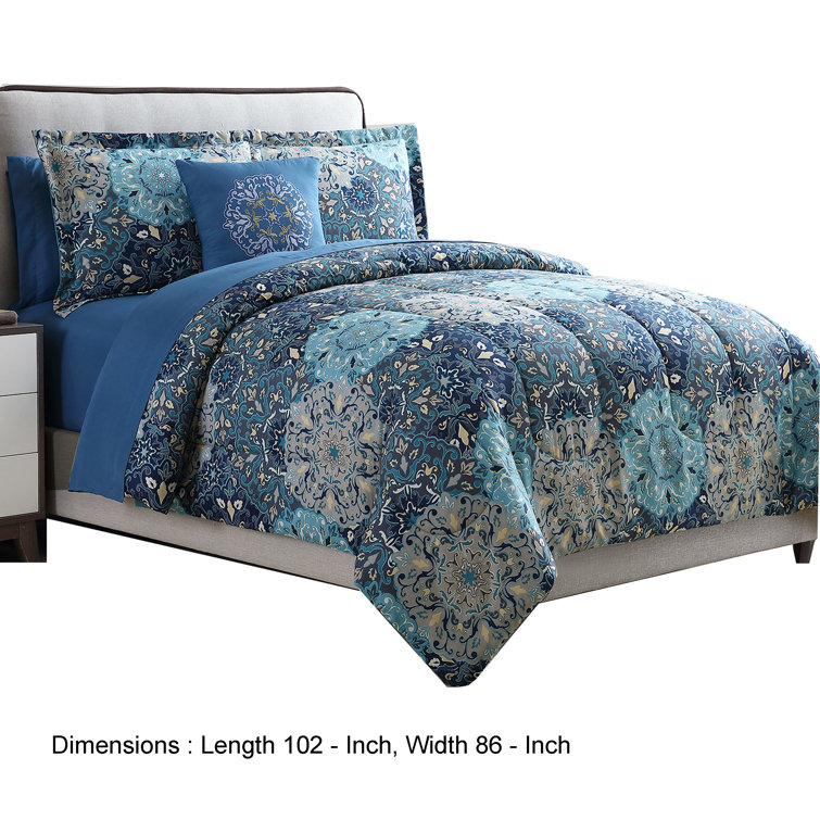 Granada Blue Reversible Microfiber Full Comforter Set