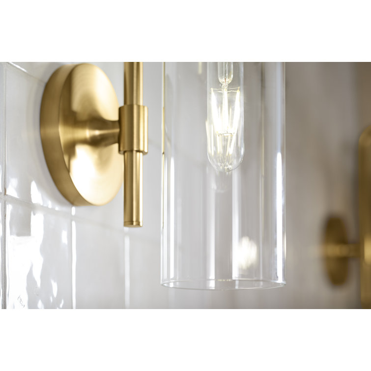 Brushed Brass and Glass Bathroom Wall Sconce