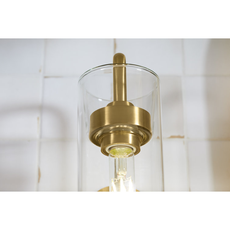 Brushed Brass and Glass Bathroom Wall Sconce