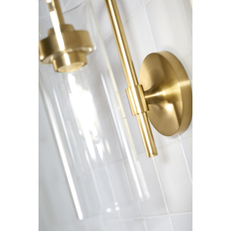 Brushed Brass and Glass Bathroom Wall Sconce