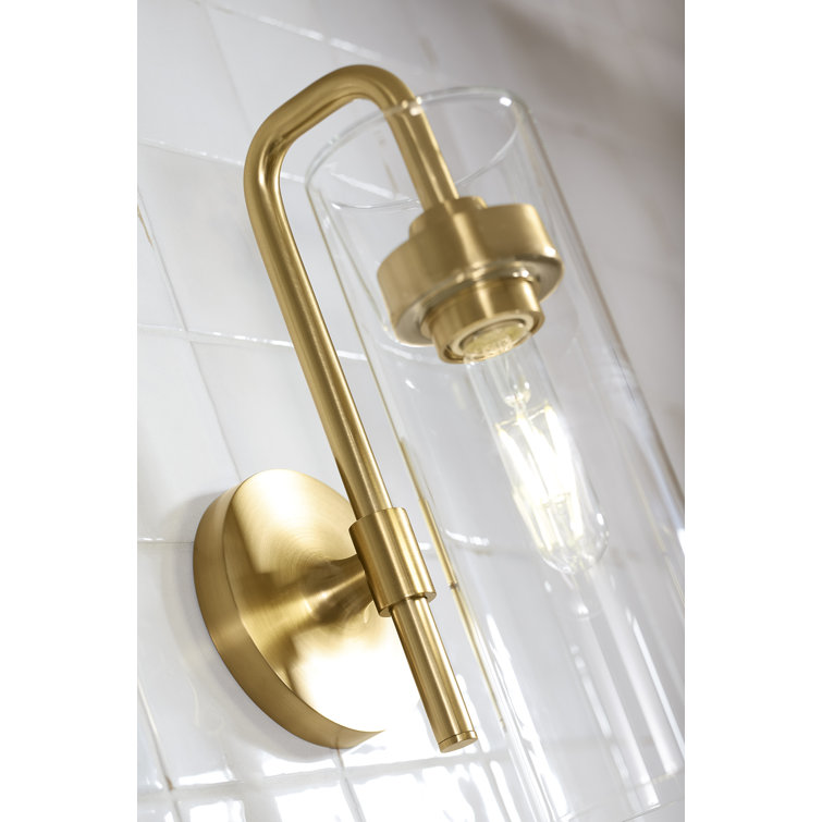 Brushed Brass and Glass Bathroom Wall Sconce