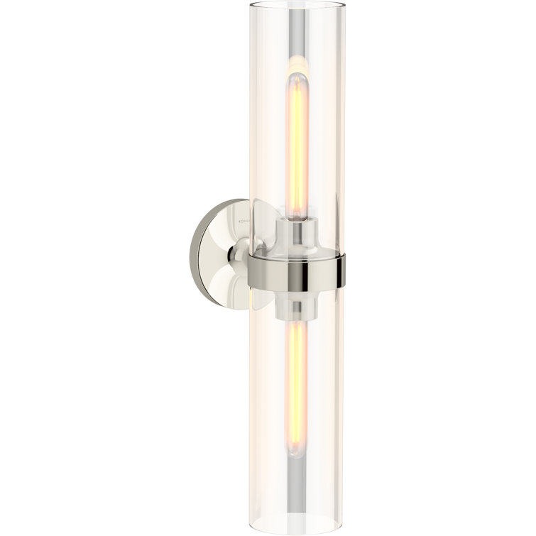 Polished Nickel 22" Direct Wired Glass Sconce