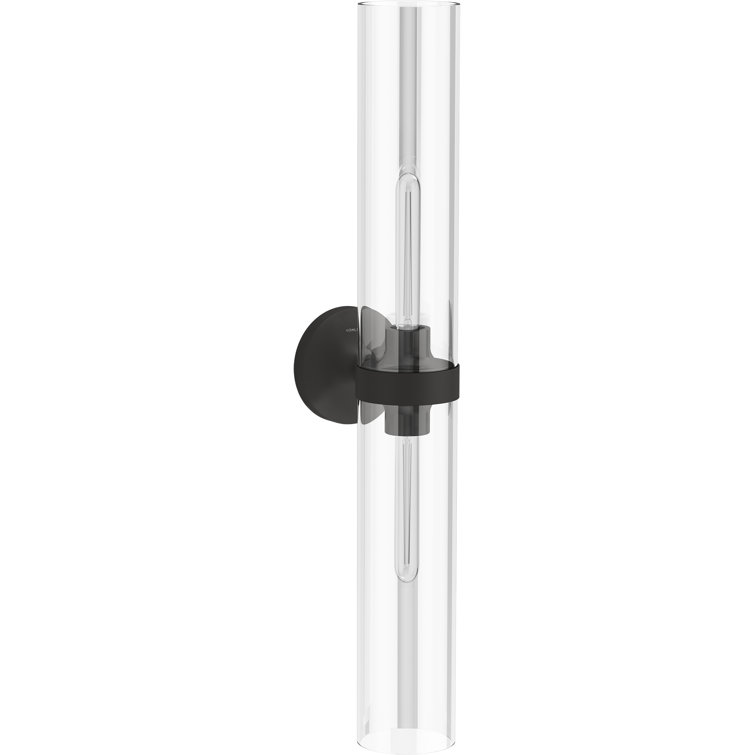 Sleek Matte Black 29'' Dual-Light Clear Glass Sconce