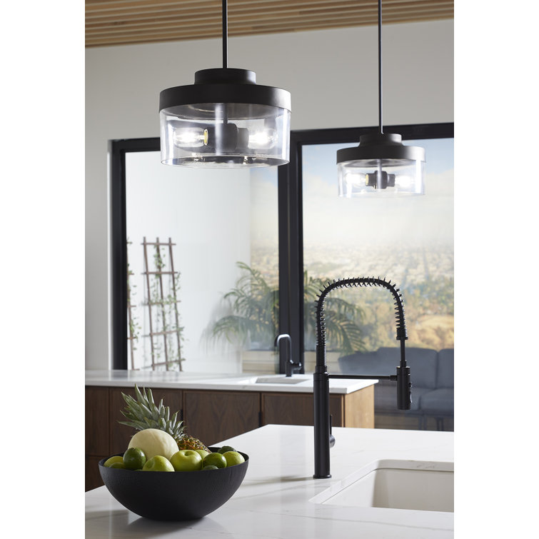 Purist Matte Black 12.71" Two-Light Indoor/Outdoor Modern Pendant