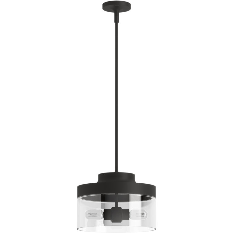 Purist Matte Black 12.71" Two-Light Indoor/Outdoor Modern Pendant