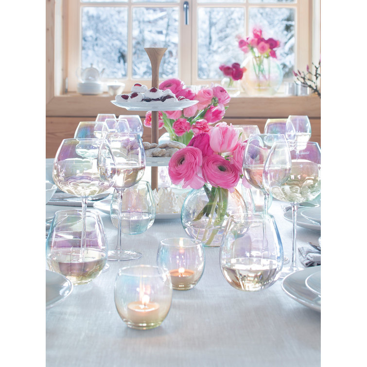 Iridescent Pearl Lustre Glass Candle Holder Set