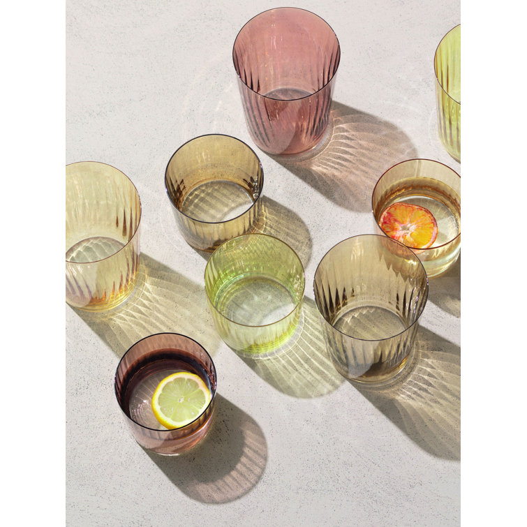 Amber and Gold Glass Tumbler Set, 18.9 fl oz