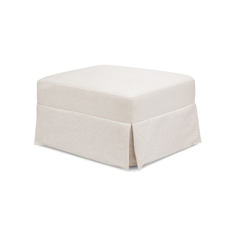 Cream Upholstered Gliding Ottoman with Skirt