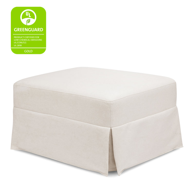 Cream Upholstered Gliding Ottoman with Skirt