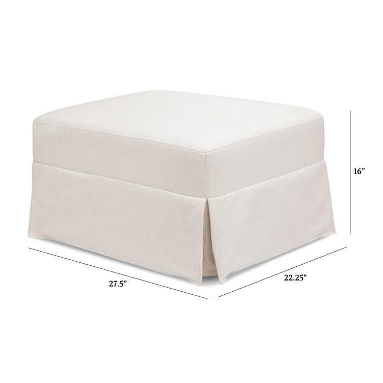 Cream Upholstered Gliding Ottoman with Skirt