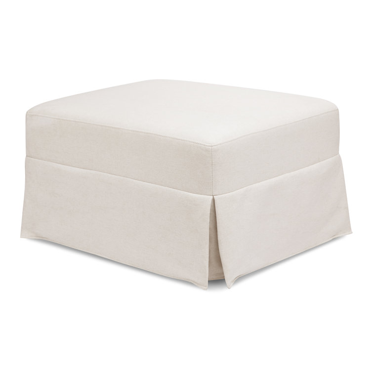 Cream Upholstered Gliding Ottoman with Skirt