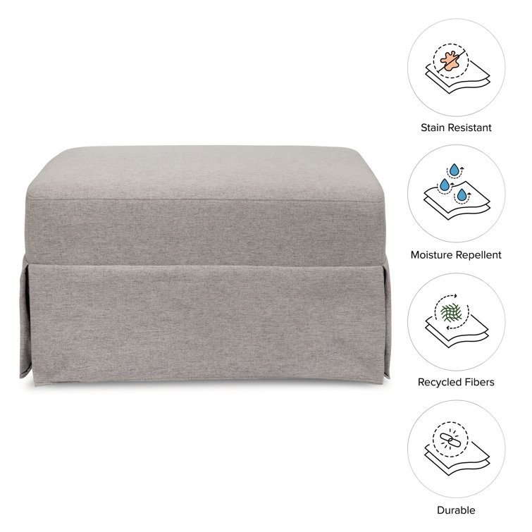 Gray Soft Plush Fabric Minimalist Ottoman