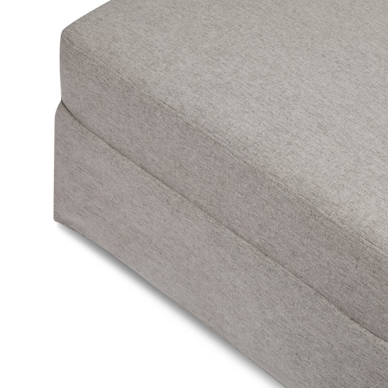 Gray Soft Plush Fabric Minimalist Ottoman
