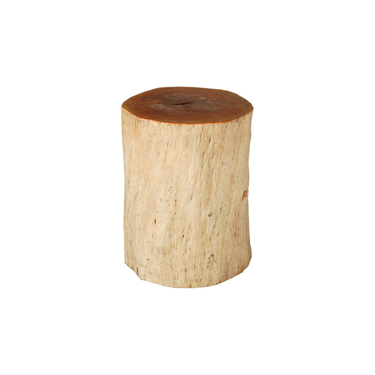 Beige Natural Solid Wood Round Stool, 16"
