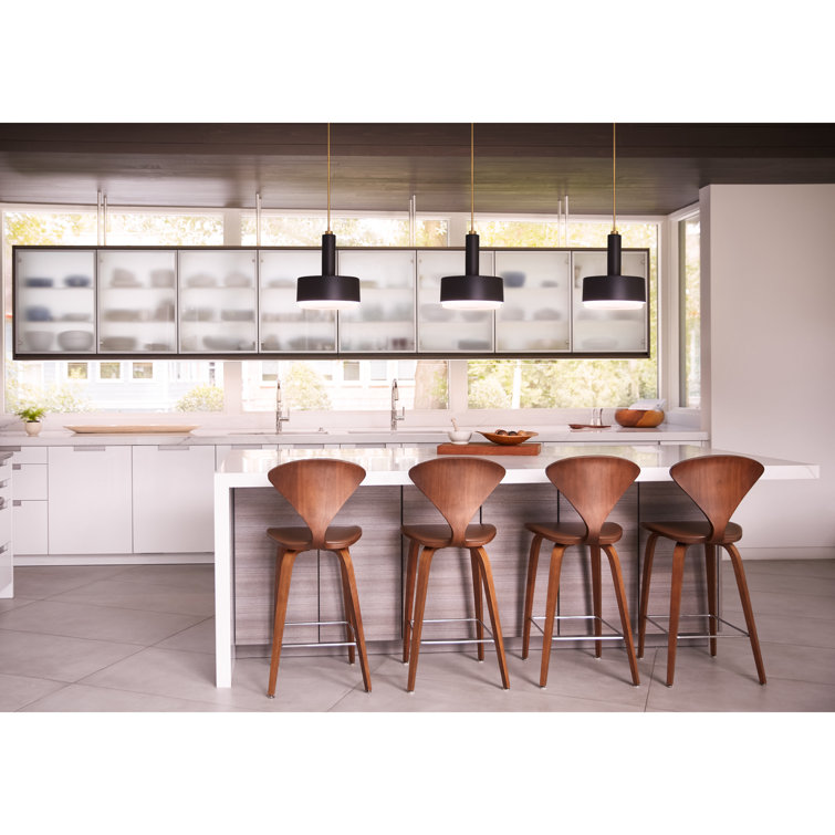 Elegant Modern Black Brass LED Drum Pendant with Etched Opal Glass
