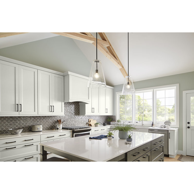 Vance Satin Black 1-Light Pendant with Clear Seedy Glass